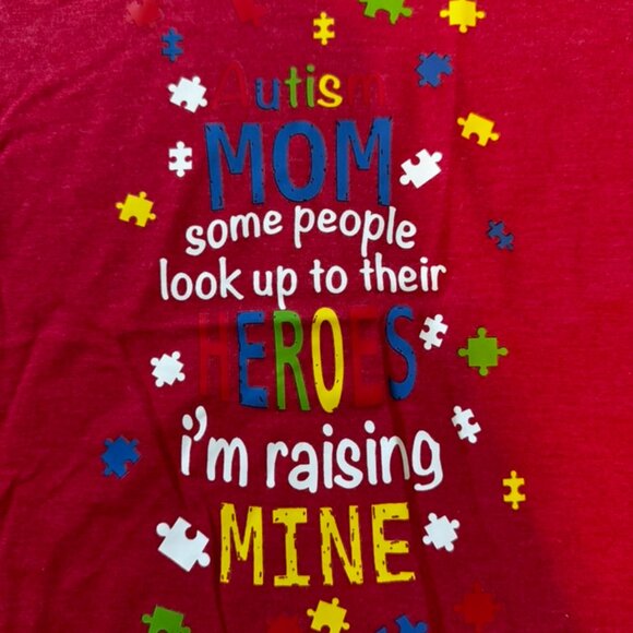 Red - Autism awareness- Autism Mom - Custom T-shirts - Picture 2 of 3